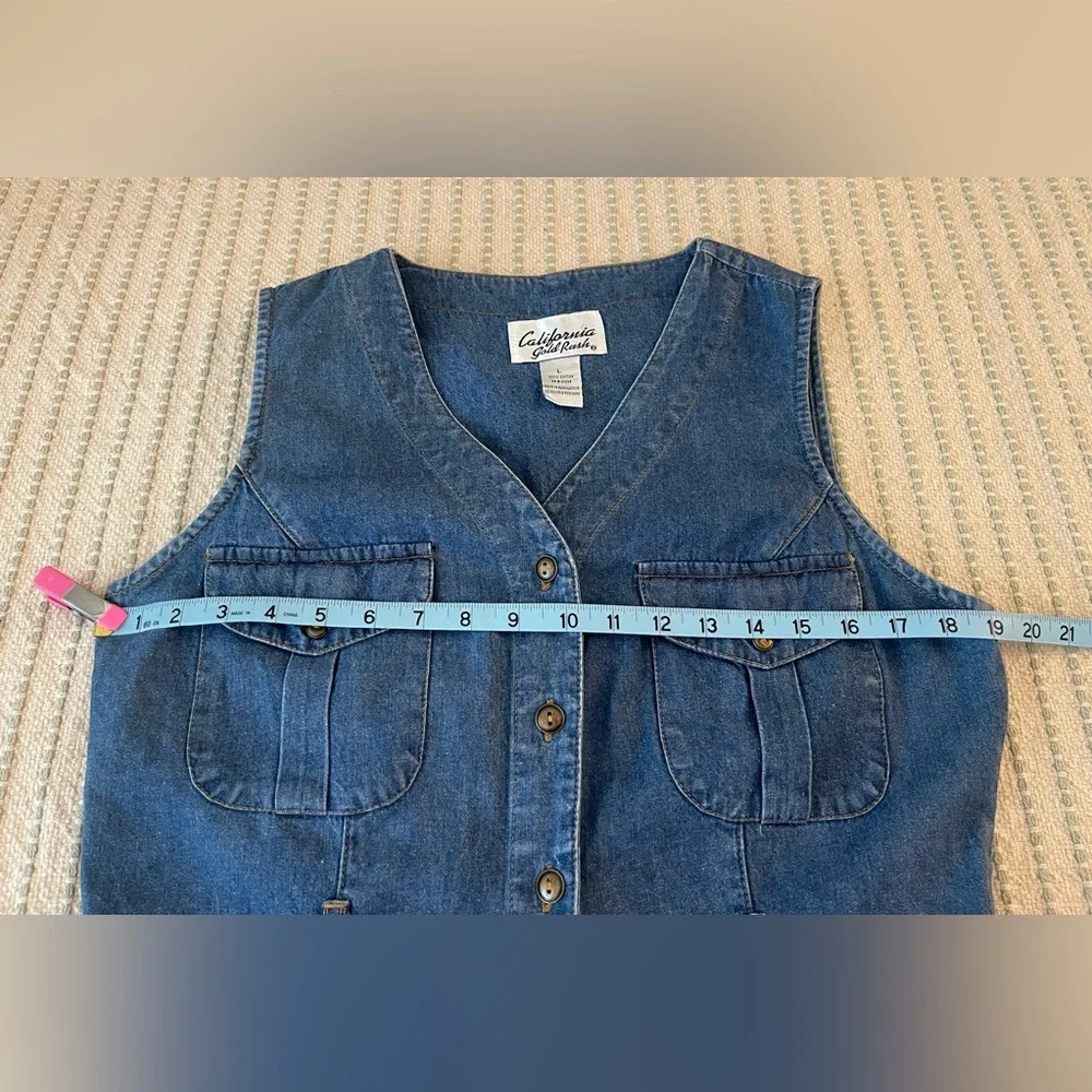 Denim Sleeveless Button Down Dress - 100% Cotton - Size: Large - Picture 6 of 9